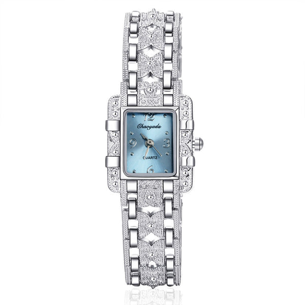 Women's Royal Roman Style Square Crystal Studded Quartz Wrist Watch