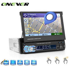 7" Retractable Autoradio GPS Bluetooth Navigation Car Radio MP5 Player Touch Screen