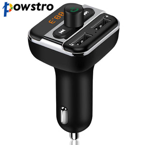 Powstro 3.4A Dual USB Car Charger with Bluetooth Car Kit Music Player FM Transmitter