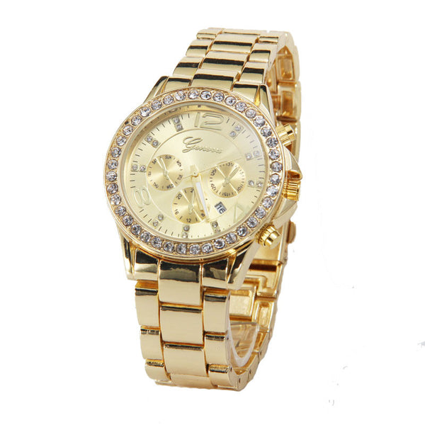 Geneva Date Quartz Wrist Watch Female Luxury Crystal Lady Ladies Watch