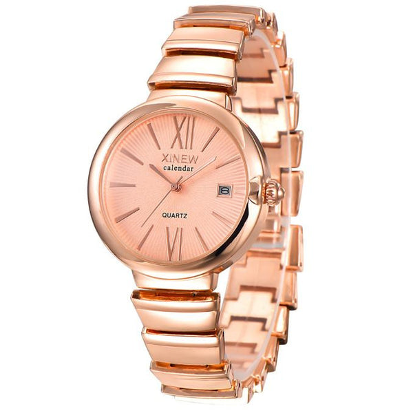 Fashion Luxury Ladies Women Girl Unisex Stainless Steel Quartz Date Wrist Watch