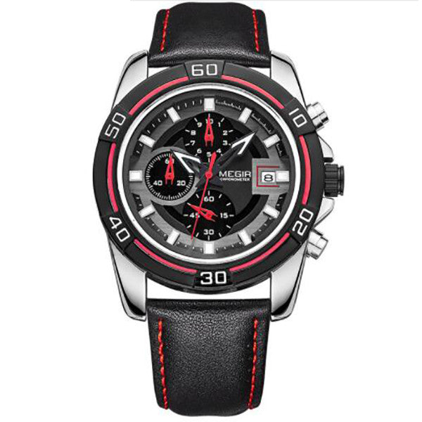 Brand Men Business Watch Luxury Leather Strap Chronograph Quartz