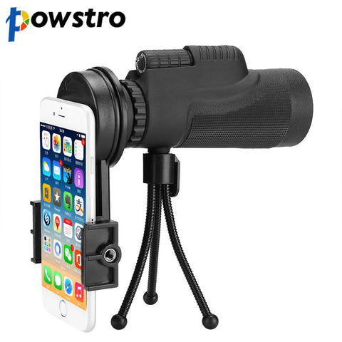 Powstro Phone Telescope HD 12x50 Monocular Camera Zoom Lens with Tripod Phone