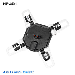 HPUSN 4 in 1 Triple Mount Adapter Flash Speedlite Umbrella Holder Light Stand