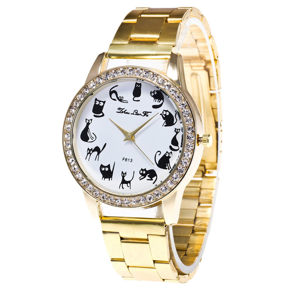 Fashion Luxury Women Quartz Stainless Steel Mesh Belt Wrist Watch Gift