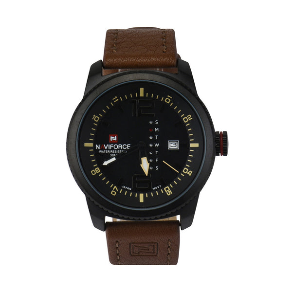Naviforce Fashion Men Sports Leather Date Analog Quartz Wrist Watch
