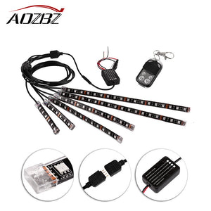 AOZBZ 6pcs Motorcycle Glow Light LED Strip Lamp RGB 72 LEDs 5050 SMD