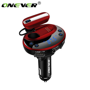 Onever Bluetooth 4.0 Fm Transmitter Car Kit Handsfree AUX Car Mp3 Player 3.1A