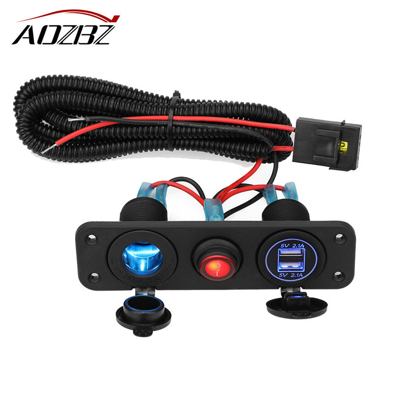 Dual USB Ports Car Charger Plug Adapter DC12-24V 240W Cigarette Lighter Socket