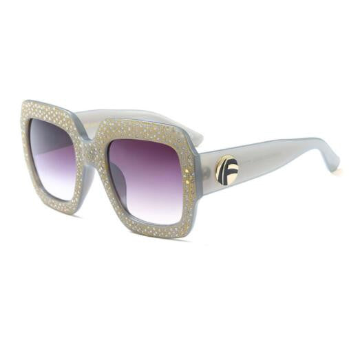 ROYAL GIRL Oversized Square Sunglasses Women Luxury Brand Designer Crystal
