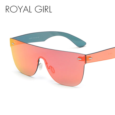 ROYAL GIRL Retro Rimless Sunglasses Women Brand Design Flat Top Gold Red Sliver
