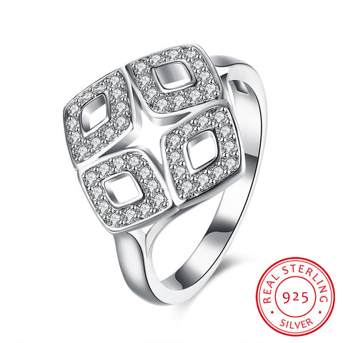 925 Sterling Silver Ring Four diamond inlay ring jewelry wholesalers SVR109