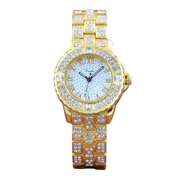 Metal Bracelet Quartz Bracelet Gold Bracelet Crystal Diamond Gold Watch