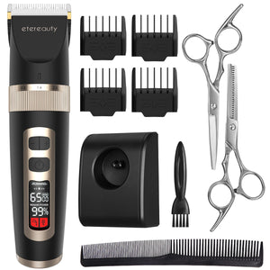 ETEREAUTY Smart LCD Rechargeable Mute Hair Clipper Trimmer Grooming Set