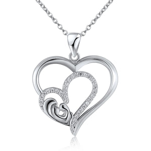 925 sterling silver necklace girls clavicle chain simple dual heart diamond