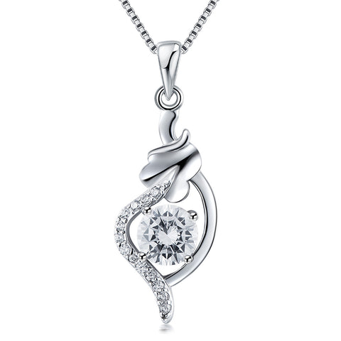 925 sterling silver necklace female chain clavicle simple diamond pendant sterling